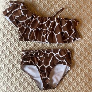 Janie and Jack Giraffe Cold Shoulder Recycled 2-Piece Swimsuit